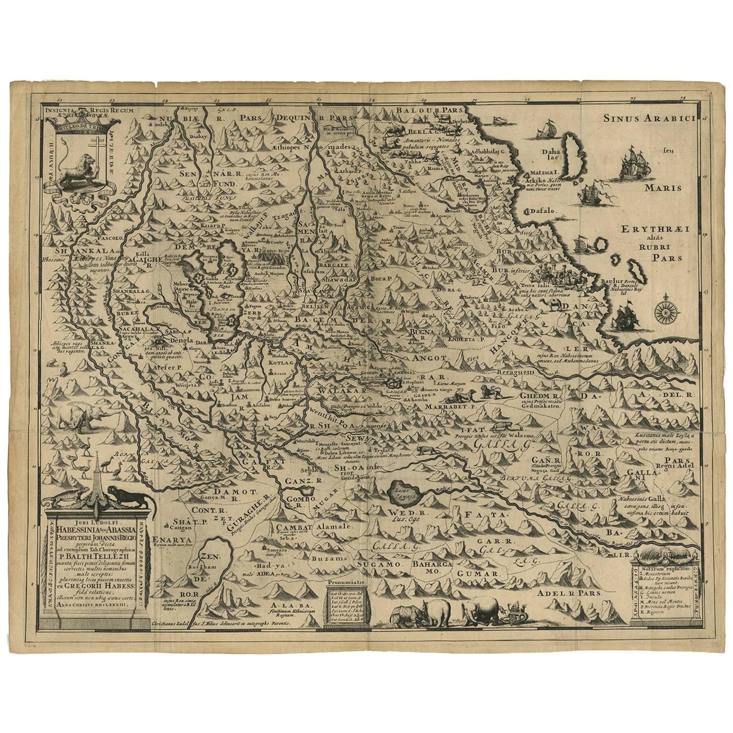 Map of Ethiopia by Vansleb’s mentor Hiob Ludolf, drawn by Christian Ludolf, published in Amsterdam 1683.
